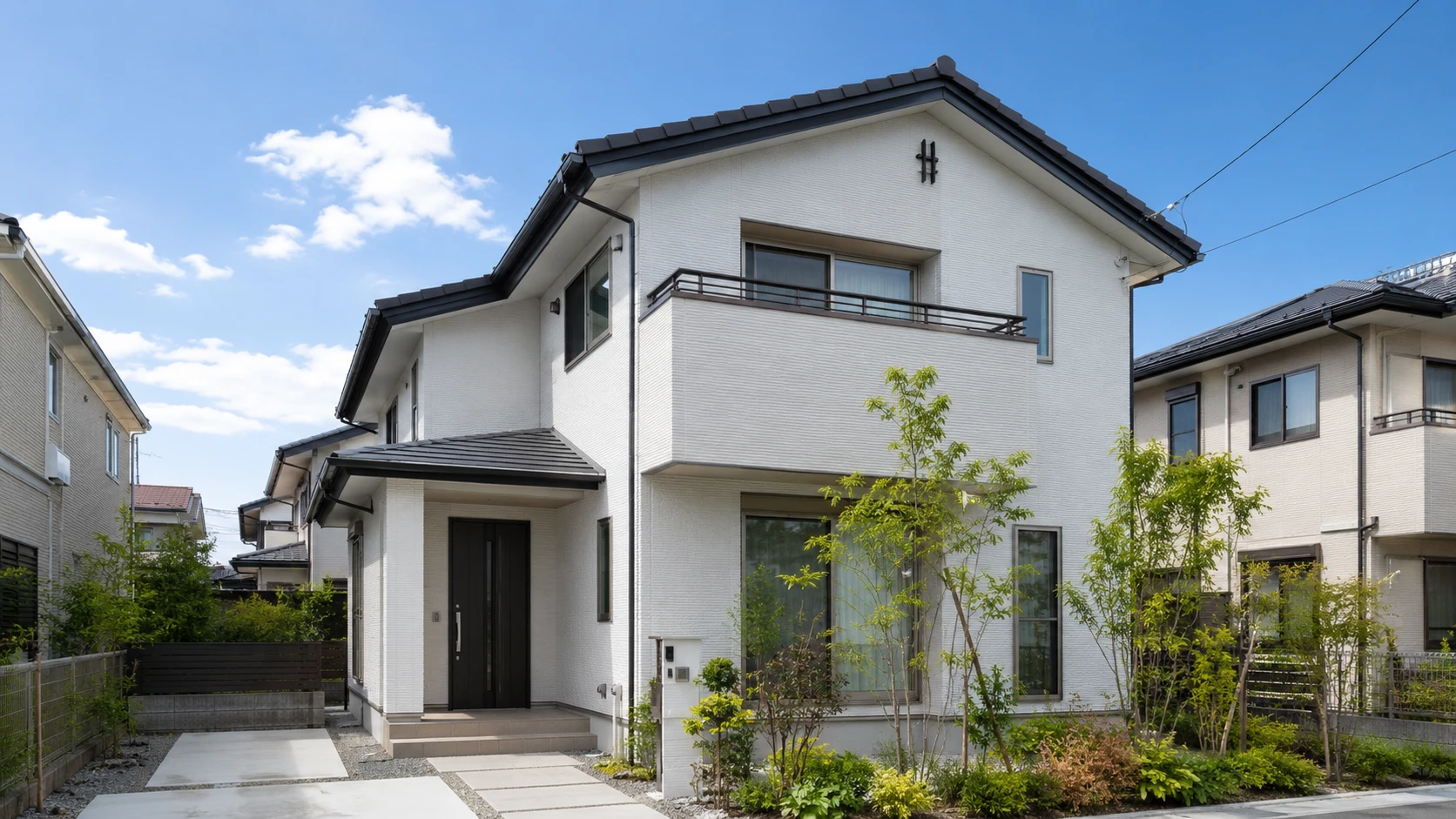 外壁と屋根を整えた清潔感のある戸建て住宅の外観